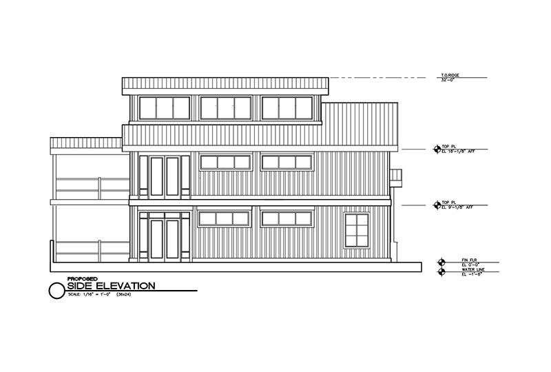 House Boat - Side Elevation